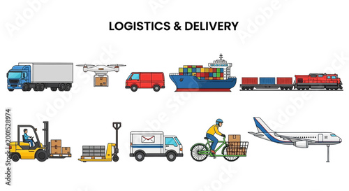 Logistics and delivery transportation services concept.