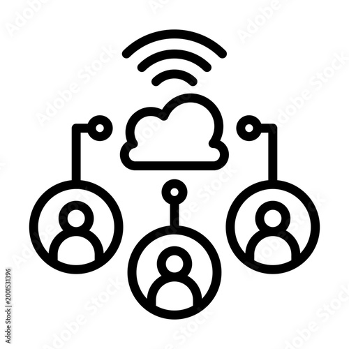 Online Collaboration Icon - Black Outline