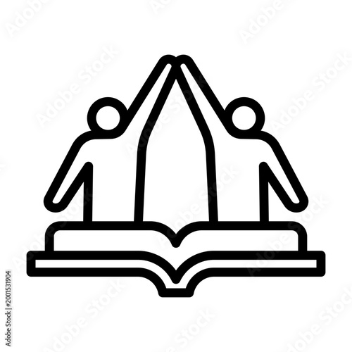 Peer To Peer Learning Icon - Black Outline