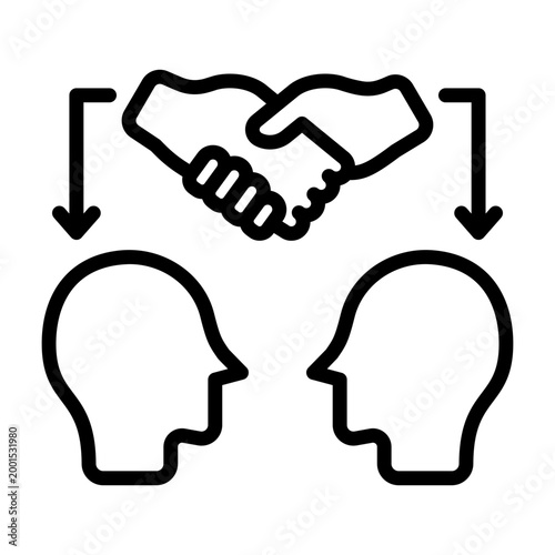 Conflict Mediation Icon - Black Outline