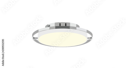 Modern Round Ceiling Light Fixture with Silver Frame and Warm LED Illumination Vector Illustration