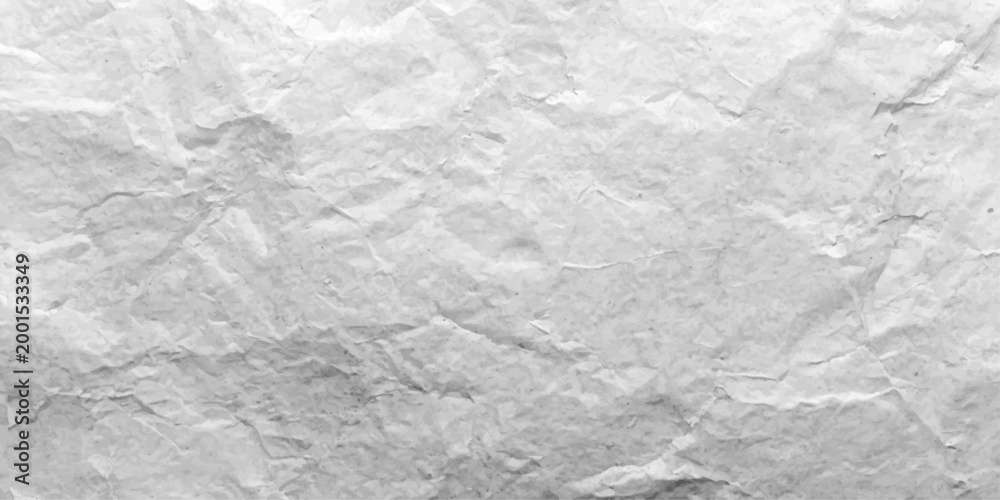Naklejka premium A vintage blank white sheet of crumpled paper displays a rough creased texture and wrinkled grunge pattern, creating a crushed material surface perfect for a textured design background