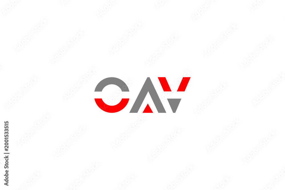 Obraz premium OAV Logo in Red and Gray Geometric Shapes for Distinctive Modern Brand Identity