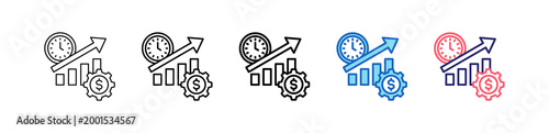 Efficient Icon In 5 Different Styles Set Collection.   