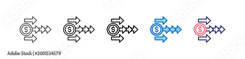 Linear Economy Icon In 5 Different Styles Set Collection.   
