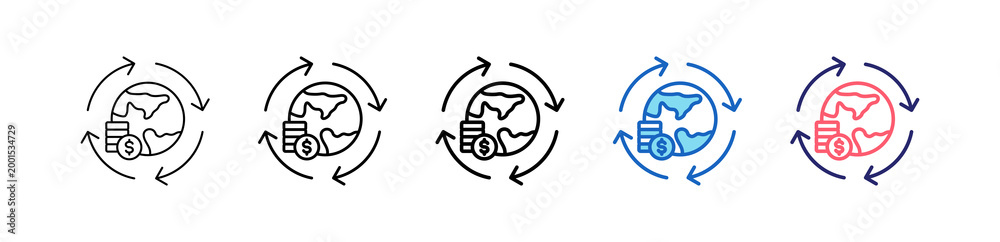 Obraz premium Circular Economy Icon In 5 Different Styles Set Collection.