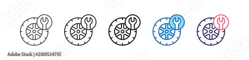 Tyre Repair Icon In 5 Different Styles Set Collection.   