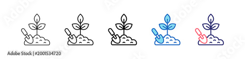 Planting Icon In 5 Different Styles Set Collection.   