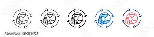 Circular Economy Icon In 5 Different Styles Set Collection.   
