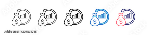 Return On Investment Icon In 5 Different Styles Set Collection.   