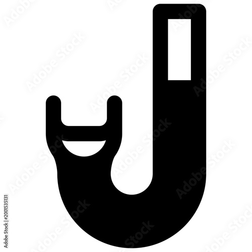 Snorkel. Outlined stroke vector icon with black-filled details.