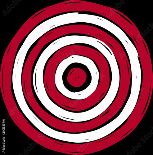 Red and white concentric circles target.