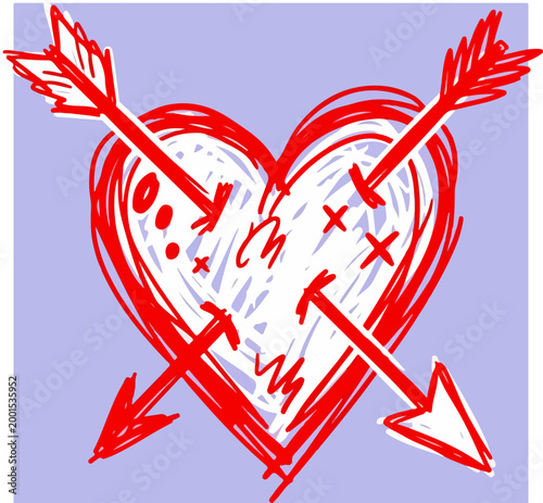 Red heart pierced by arrows symbol.