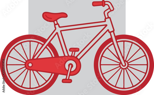 Red bicycle with white background.