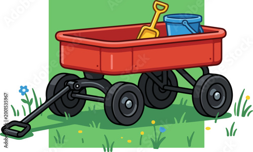 Red Childrens Garden Wagon Toy.