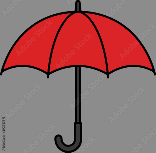 Red Umbrella With Black Handle.