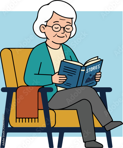 Senior woman reading a book.