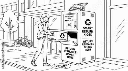 Funny cartoon of a man in the street and office with a woman in a humorous everyday situation