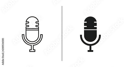 minimalist microphone icons set isolated on transparent background