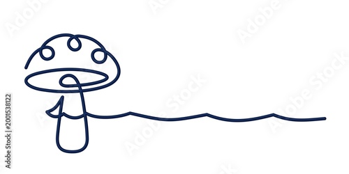 The one line stylized symbol of mushroom.