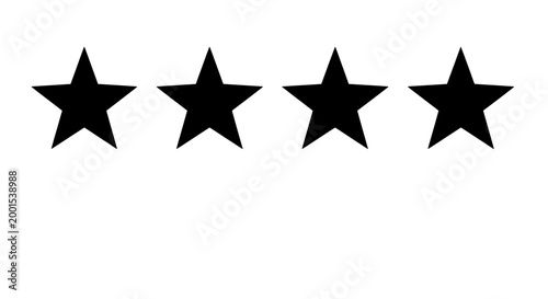 Stars rating infographic symbol set with bold black five-point stars on white background for reviews and ranking