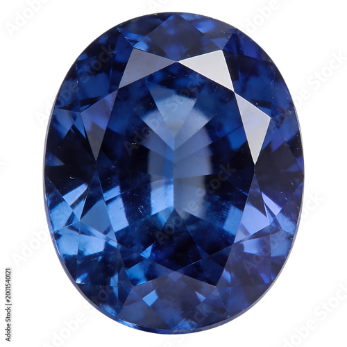Blue sapphire gemstone isolated for inclusive character styling, faceted precious stone accent and diverse visual identity design elements