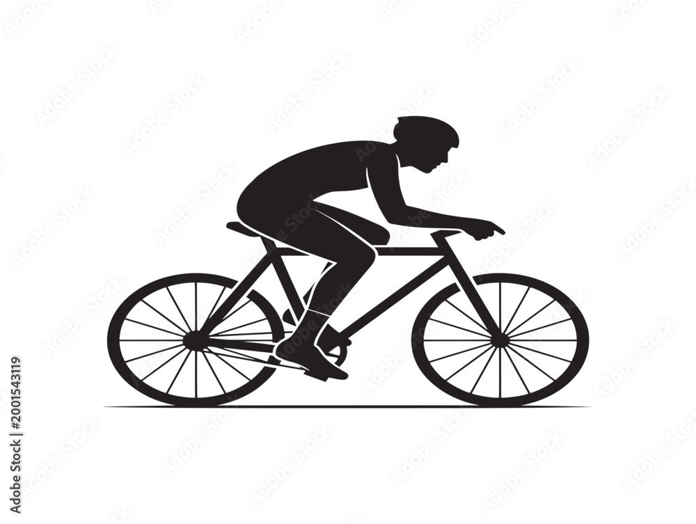 Obraz premium Silhouette cyclist riding road bike flat design vector illustration