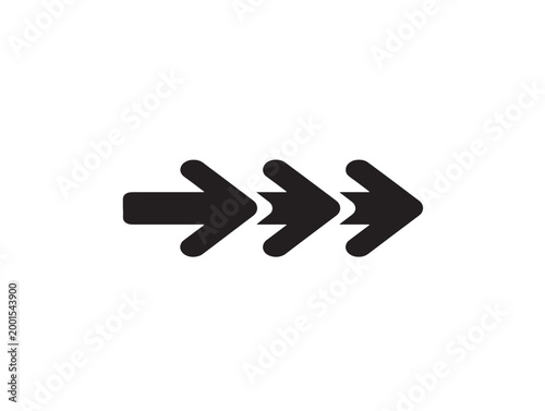 triple right-pointing arrows flat design vector illustration