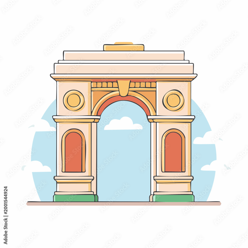 Fototapeta premium Stylized Illustration of India Gate Archway