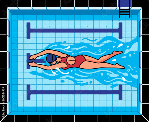 Woman swimming in a pool.