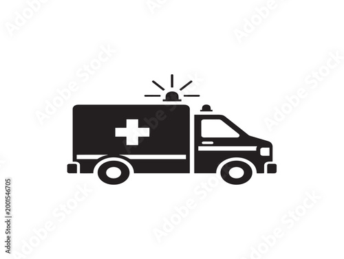 emergency ambulance vehicle with flashing lights vector illustration