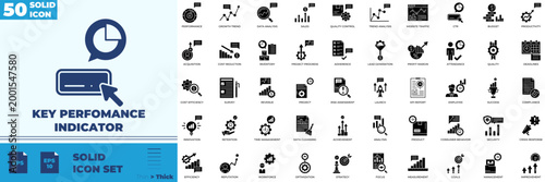 Key Perfomance Indicator Solid Editable Icons set