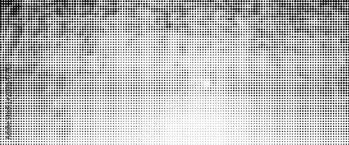 Grunge halftone gradient background. Faded grit noise texture. White and black sand wallpaper. Retro pixelated backdrop. Anime or manga style comic overlay. Vector graphic design textured template