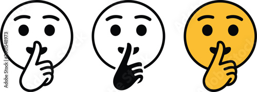 Shush emoji vector graphic, editable silence and quiet symbol icon representing hush gesture secrecy and no talking concept for digital design use.