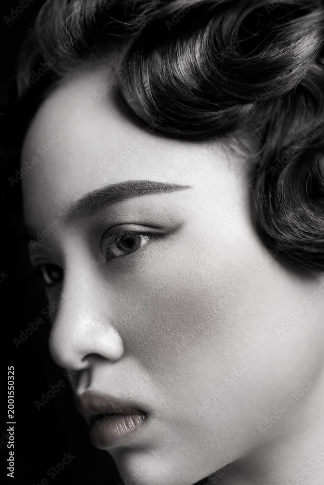 Fototapeta premium Asian women's black and white makeup