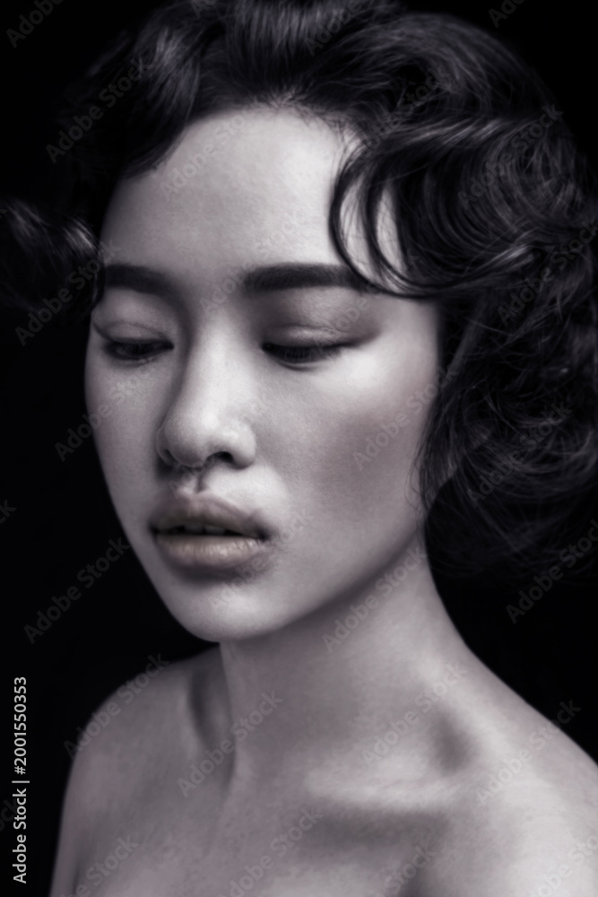 Fototapeta premium Asian women's black and white makeup