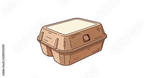 Brown pulp egg carton with blank label on top