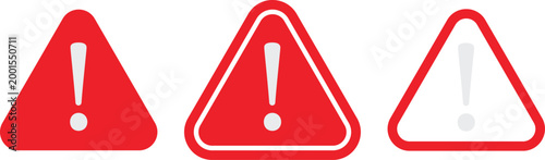 Set of caution warning signs. Warning symbols with exclamation mark, fatal error message, danger icons, attention sign. Vector.