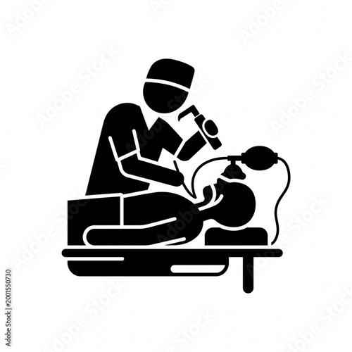 Flat Icon of Emergency Intubation Procedure