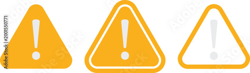 Set of caution warning signs. Warning symbols with exclamation mark, fatal error message, danger icons, attention sign. Vector.