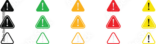 Set of caution warning signs. Warning symbols with exclamation mark, fatal error message, danger icons, attention sign. Vector.