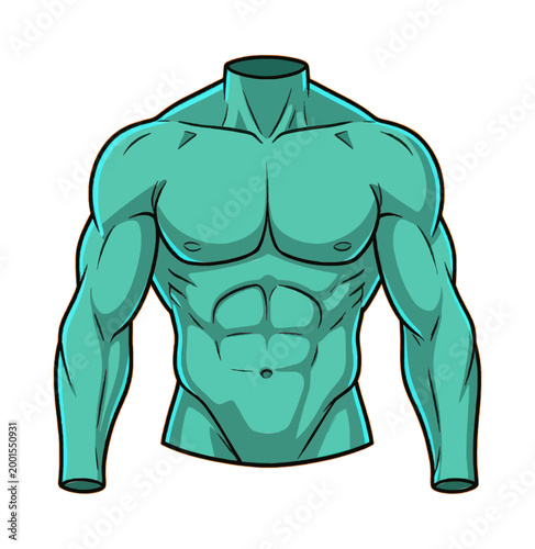 Muscular Body Figure Vector Icon with Strong Athletic Build