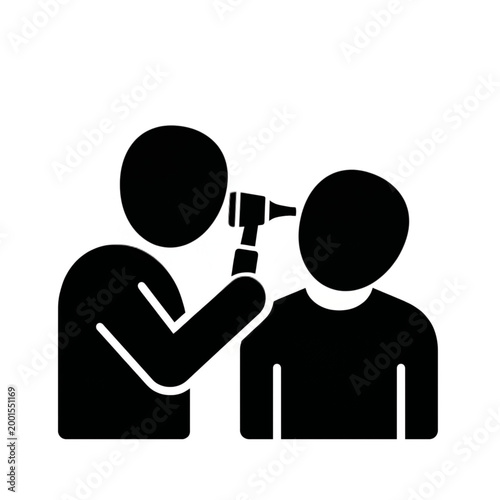 Flat Icon of ENT Doctor Examining Patient's Ear