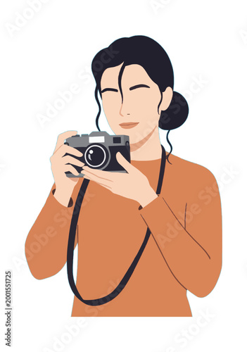 Person Holding Camera Illustration Vector Icon Design
