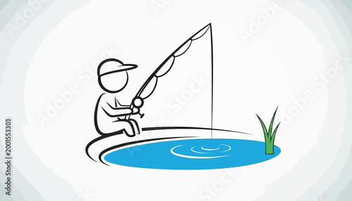 Man fishing with a fishing rod.