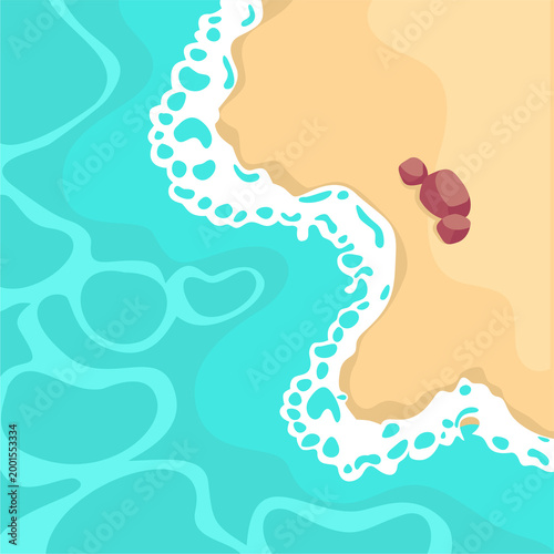 Foto vector illustration of an beach from the top