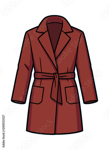 Romantic Coat Dress Fashion Outline Vector Icon