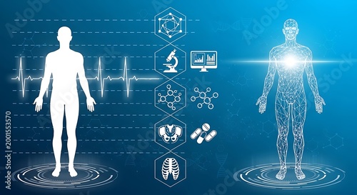 futuristic human digital health scan with ai technology and holographic data visualization