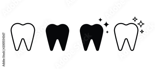 Tooth icon. Shine teeth icons. Dentistry symbol. Teeth with sparkle icon set. Clean tooth dental care icon