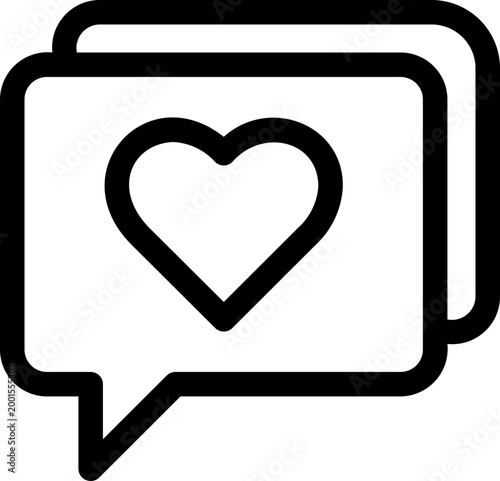 Black love chat icon - outline